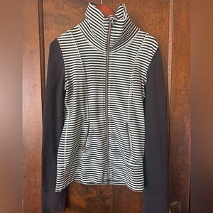 Lululemon Striped Black and Mint Green Zip-Up Jacket